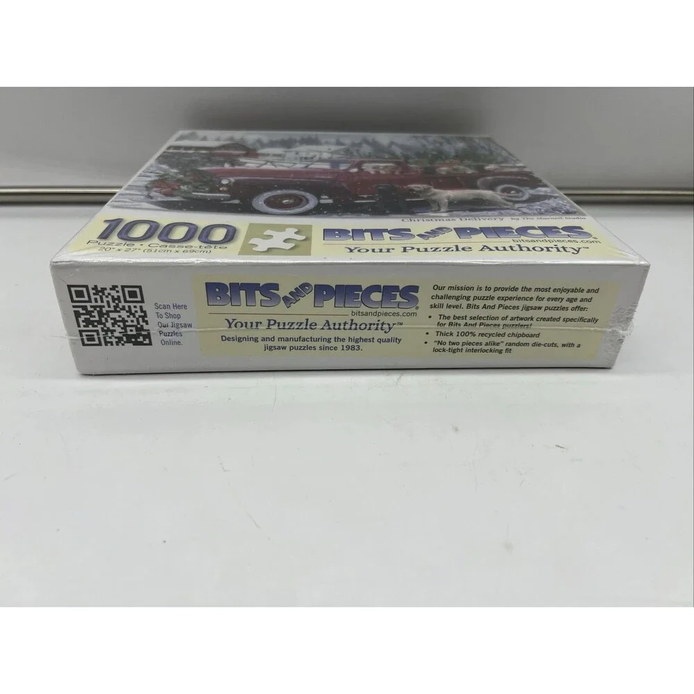 Bits and Pieces 1000 Puzzle #46975 Christmas Delivery 20”x27” Dog Truck Snow New